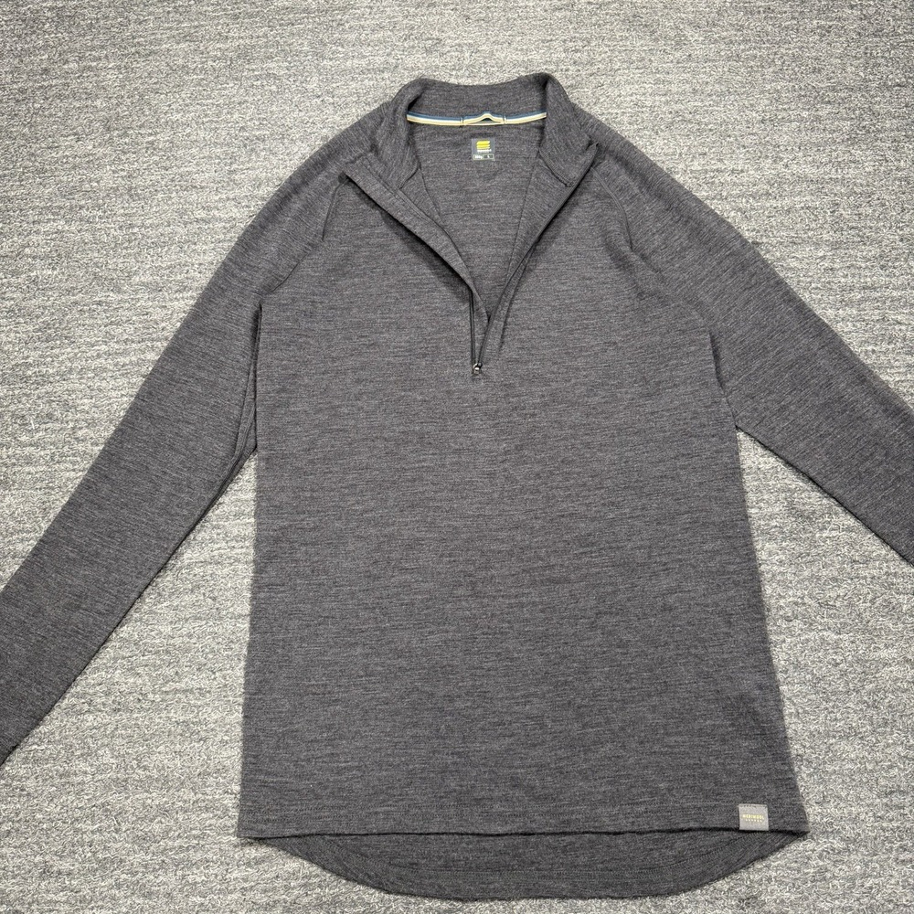 Meriwool Base Layer Mens Merino Extra Fine 250g Long Sleeve Large Gray 1/4 Zip